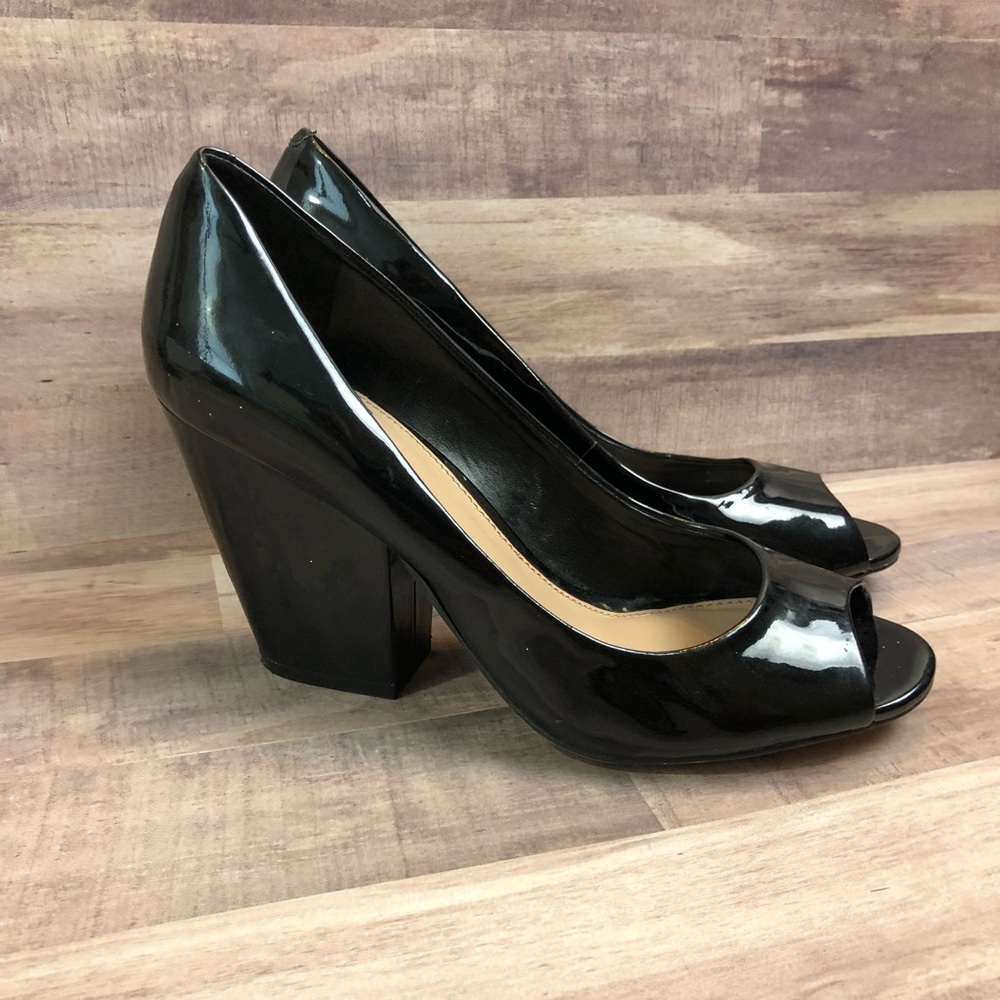 Vince Camuto Berit Patent Leather Open Toe Heels